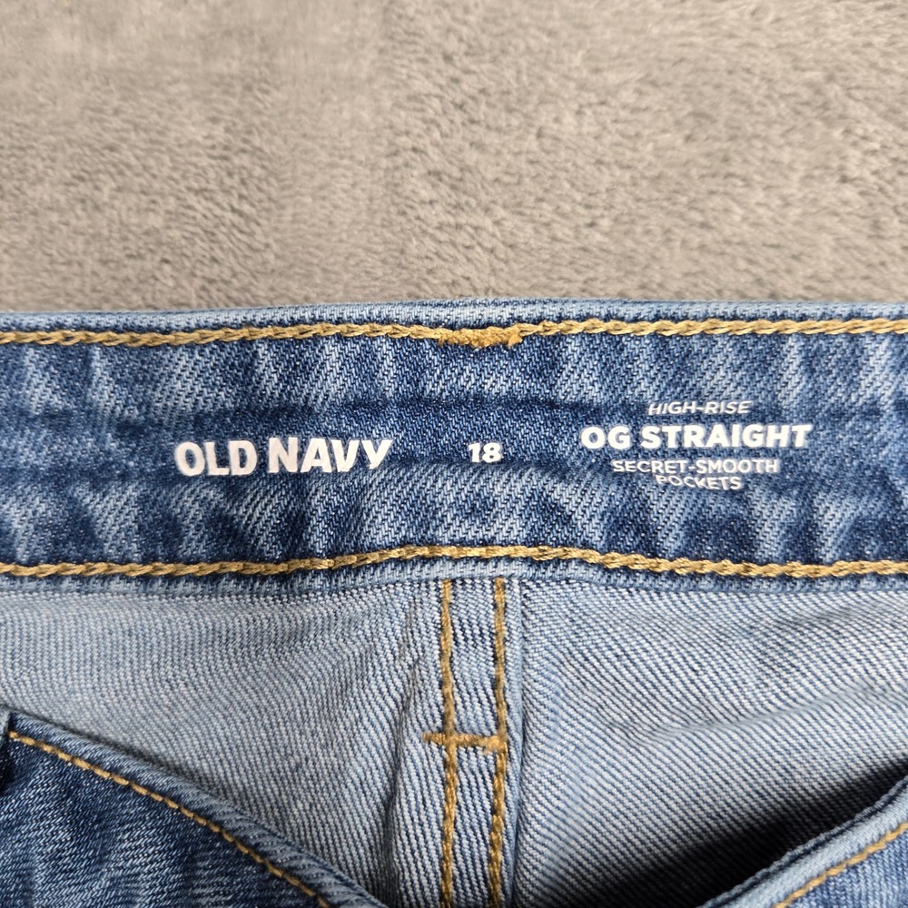 Old Navy OG Straight High Rise Medium Wash Jeans Womens Size 18 Stretch Denim